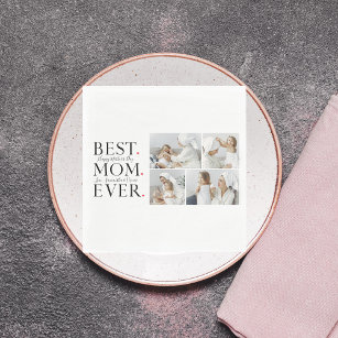 Modern Collage Photo Best Mom Happy Mothers Day Napkin