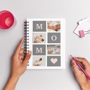 Modern Collage Photo Best Mom  Pink & Grey Gift Notebook