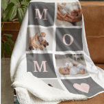 Modern Collage Photo Best Mom  Pink & Grey Gift Sherpa Blanket<br><div class="desc">This modern collage photo frame makes for the perfect gift for a special mom in your life. The frame is designed with a pink and grey colour scheme, giving it a stylish and contemporary look that is sure to complement any home decor. The collage frame features multiple photo slots, allowing...</div>