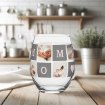 Modern Collage Photo Best Mom  Pink & Grey Gift Stemless Wine Glass<br><div class="desc">"Show your appreciation for the best mom in the world with this modern collage photo wine glass, featuring a charming pink and grey design! Perfect for sipping her favourite wine in style, this high-quality glass is a thoughtful gift that celebrates all the love and joy she brings to your life....</div>