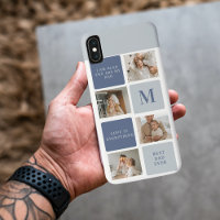 Modern Collage Photo & Blue Happy Fathers Day Gift