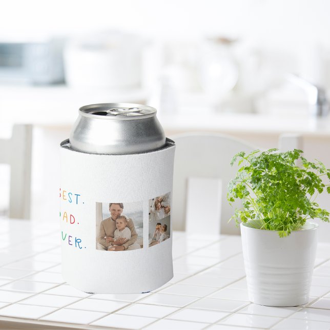Modern Collage Photo Colourful Best Dad Ever Gift Can Cooler (Creator Uploaded)