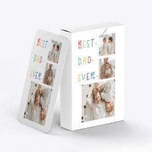 Modern Collage Photo Colourful Best Dad Ever Gift Playing Cards