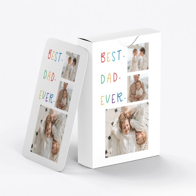 Modern Collage Photo Colourful Best Dad Ever Gift Playing Cards (Creator Uploaded)