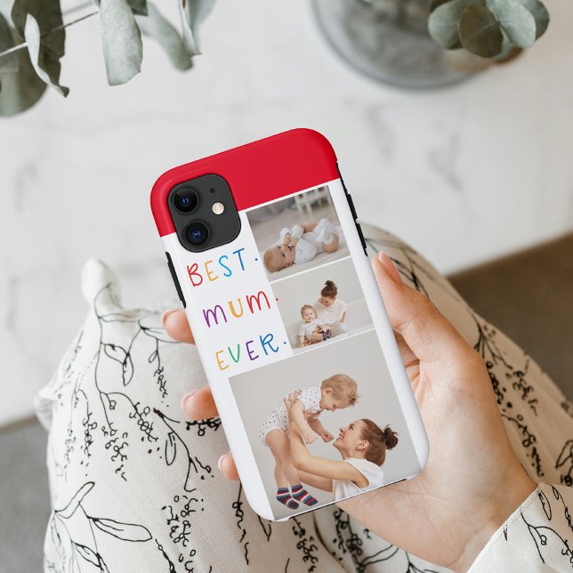 Modern Collage Photo & Colourful Best Mum Ever Gif Case-Mate iPhone Case (Creator Uploaded)