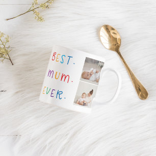 Modern Collage Photo & Colourful Best Mum Ever Gif Mug