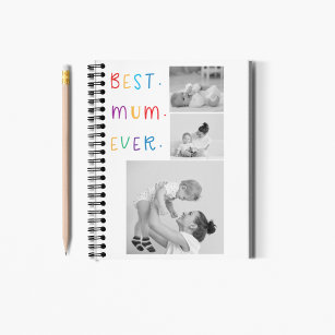 Modern Collage Photo & Colourful Best Mum Ever Gif Notebook
