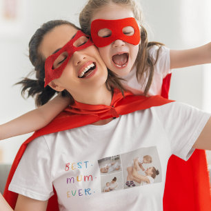 Modern Collage Photo & Colourful Best Mum Ever Gif T-Shirt