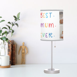 Modern Collage Photo & Colourful Best Mum Ever Gif Table Lamp