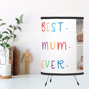 Modern Collage Photo & Colourful Best Mum Ever Gif Tripod Lamp