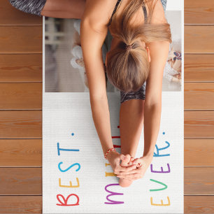 Modern Collage Photo & Colourful Best Mum Ever Gif Yoga Mat