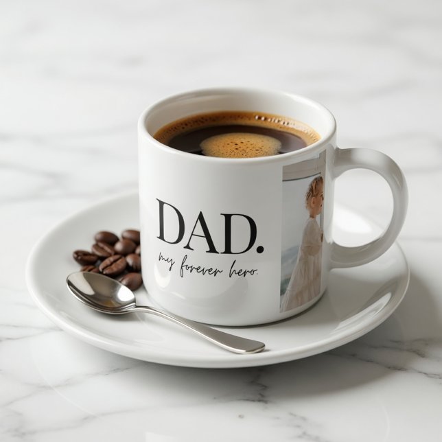 Modern Collage Photo Dad Forever Hero Personalized Espresso Cup (Creator Uploaded)