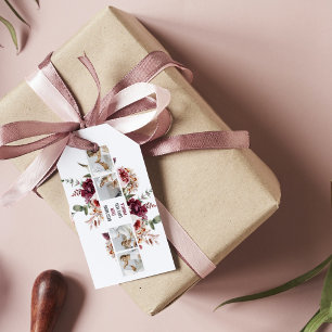 Modern Collage Photo Flowers Frame Best Mom Gift Tags