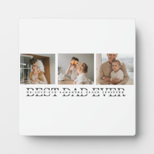 Modern Collage Photo & Grey Best Dad Ever Gift Plaque