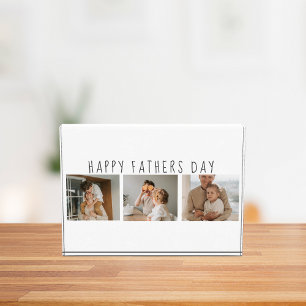 Modern Collage Photo & Happy Fathers Day Best Gift Block
