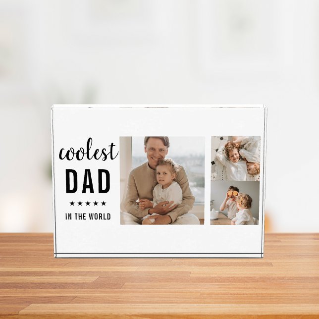 Modern Collage Photo Happy  Fathers Day Gift Block (Creator Uploaded)
