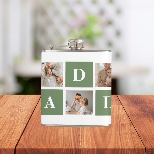Modern Collage Photo & Happy Fathers Day Gift Hip Flask (Creator Uploaded)