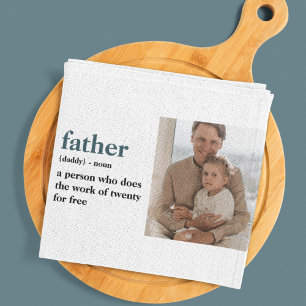 Modern Collage Photo Happy Fathers Day Gift Kitchen Towel