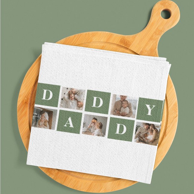 Modern Collage Photo & Happy Fathers Day Gift Kitchen Towel (Creator Uploaded)