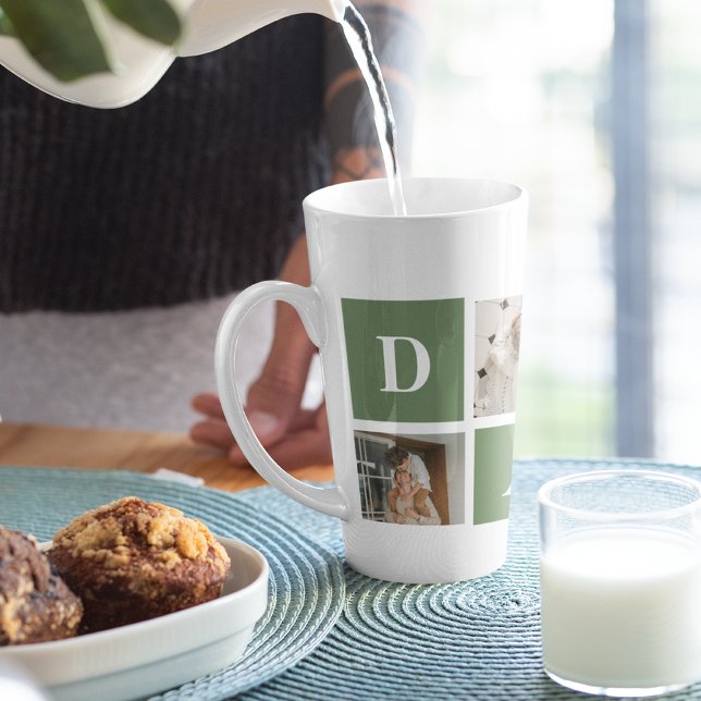 Modern Collage Photo & Happy Fathers Day Gift Latte Mug (Creator Uploaded)