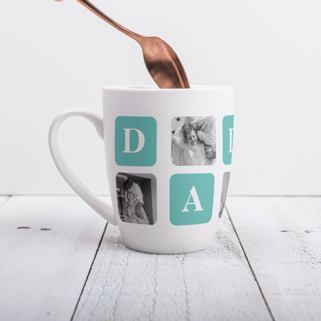 Modern Collage Photo  Happy Fathers Day Gift Latte Mug (Creator Uploaded)