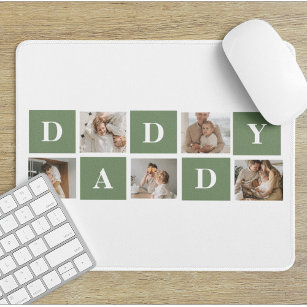 Modern Collage Photo & Happy Fathers Day Gift Mouse Pad