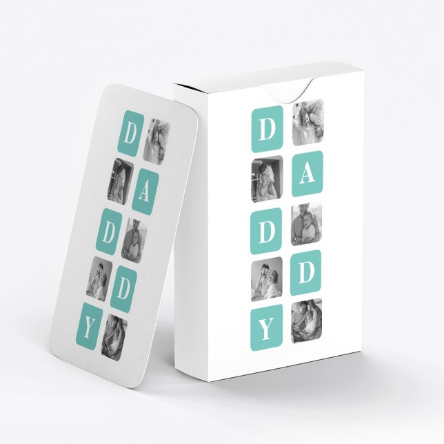 Modern Collage Photo  Happy Fathers Day Gift Playing Cards (Creator Uploaded)