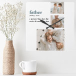 Modern Collage Photo Happy Fathers Day Gift Square Wall Clock<br><div class="desc">Modern Collage Photo Happt Fathers Day Gift</div>