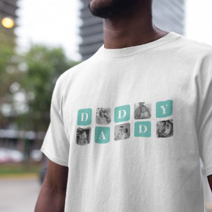 Modern Collage Photo  Happy Fathers Day Gift T-Shirt