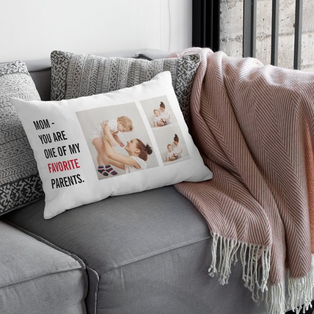 Modern Collage Photo & Happy Mothers Day Gift Lumbar Pillow (Creator Uploaded)
