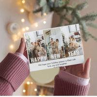Modern Collage Photo & Happy New Year Postcard