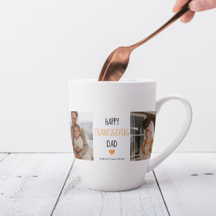 Modern Collage Photo & Happy Thanksgiving Dad Latte Mug
