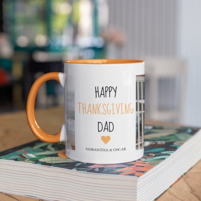 Modern Collage Photo & Happy Thanksgiving Dad Mug (Creator Uploaded)