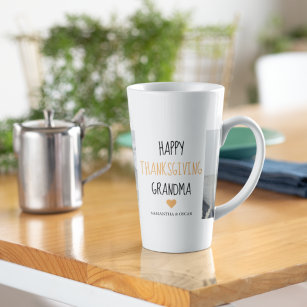 Modern Collage Photo Happy Thanksgiving Grandma Latte Mug