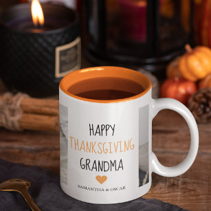 Modern Collage Photo Happy Thanksgiving Grandma Mug