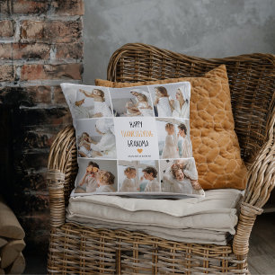 Modern Collage Photo Happy Thanksgiving Grandma Throw Pillow