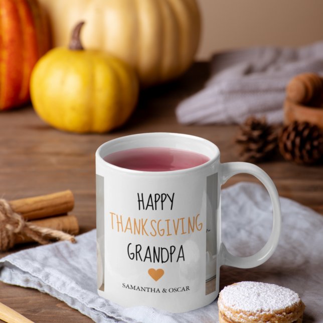 Modern Collage Photo Happy Thanksgiving Grandpa Coffee Mug (Creator Uploaded)