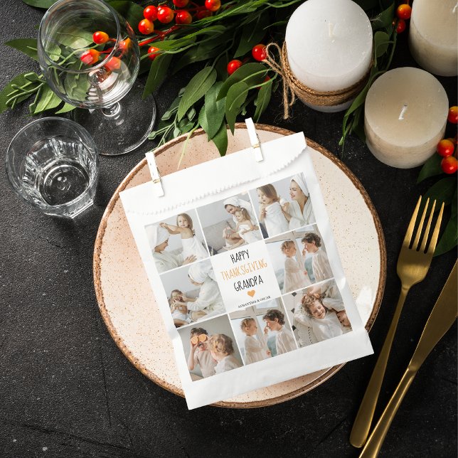 Modern Collage Photo Happy Thanksgiving Grandpa Favour Bag (Creator Uploaded)