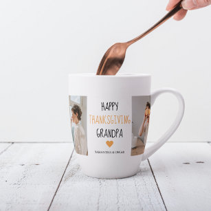 Modern Collage Photo Happy Thanksgiving Grandpa Latte Mug