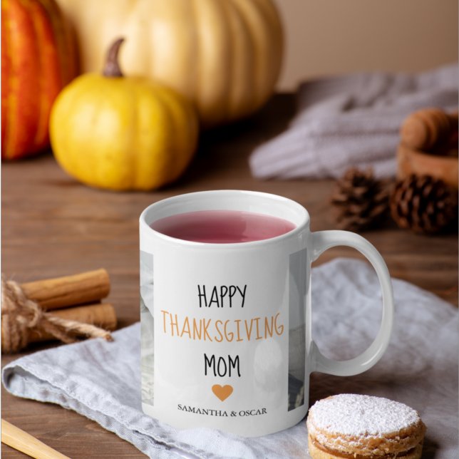 Modern Collage Photo Happy Thanksgiving Mom Coffee Mug (Creator Uploaded)