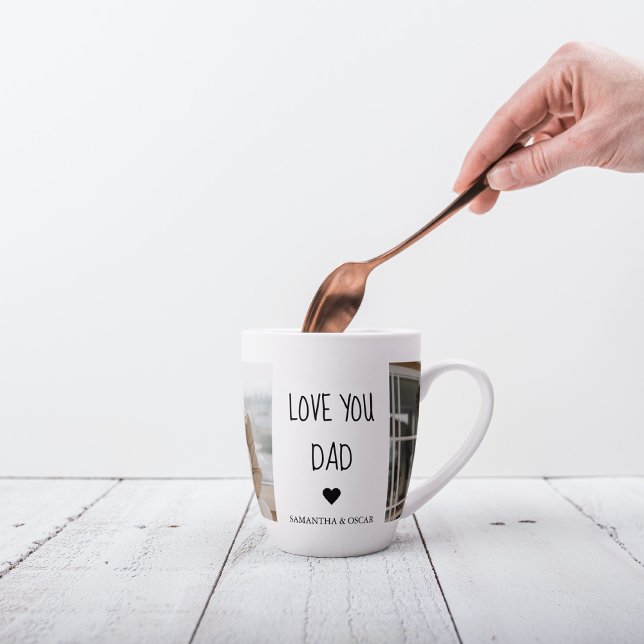 Modern Collage Photo & Love You Dad Gift Latte Mug (Creator Uploaded)