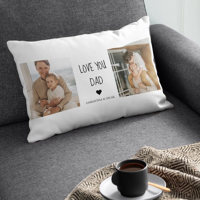 Modern Collage Photo & Love You Dad Gift Lumbar Pillow (Creator Uploaded)