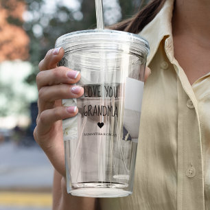 Modern Collage Photo Love You Grandma Best Gift Acrylic Tumbler