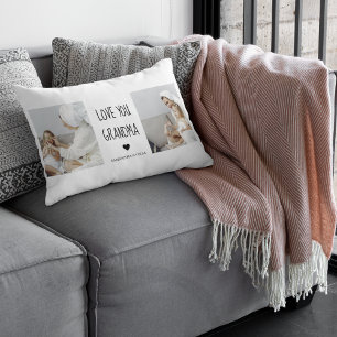 Modern Collage Photo Love You Grandma Best Gift Lumbar Pillow