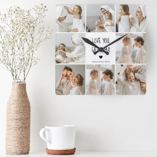 Modern Collage Photo Love You Grandma Best Gift Square Wall Clock