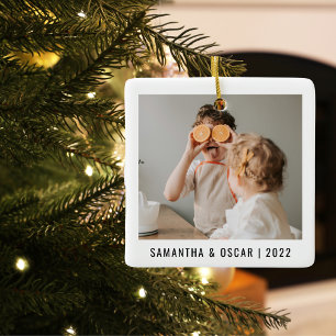 Modern Collage Photo Love You Grandpa Best Gift Ceramic Ornament