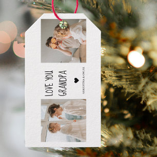 Modern Collage Photo Love You Grandpa Best Gift Tags