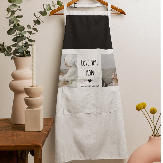 Modern Collage Photo Love You Mom Best Gift Apron (Creator Uploaded)