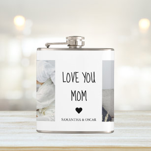 Modern Collage Photo Love You Mom Best Gift Hip Flask
