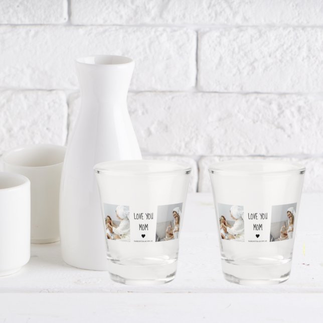 Modern Collage Photo Love You Mom Best Gift Shot Glass (Creator Uploaded)